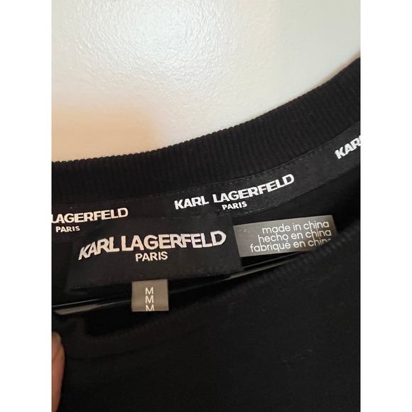 Karl Lagerfeld Paris Tweed Mixed-Media M Sweater Preppy Boho Metallic Academia - Picture 4 of 10